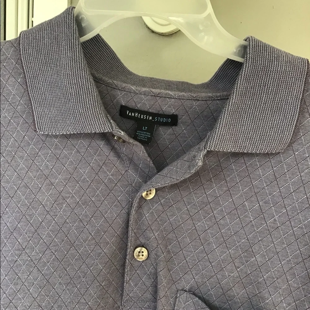 Van Heusen studio men’s polo pocket shirt large Tall blues and grays - Picture 5 of 9